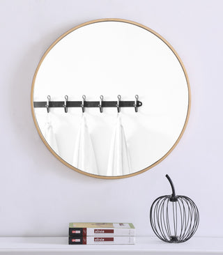 Elegant Eternity Metal Frame Round Mirror 24\" Brass Finish