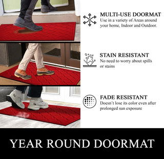 A1HC Superior Absorbant Polypropylene Doormat, Red Ogee, 24"x36"