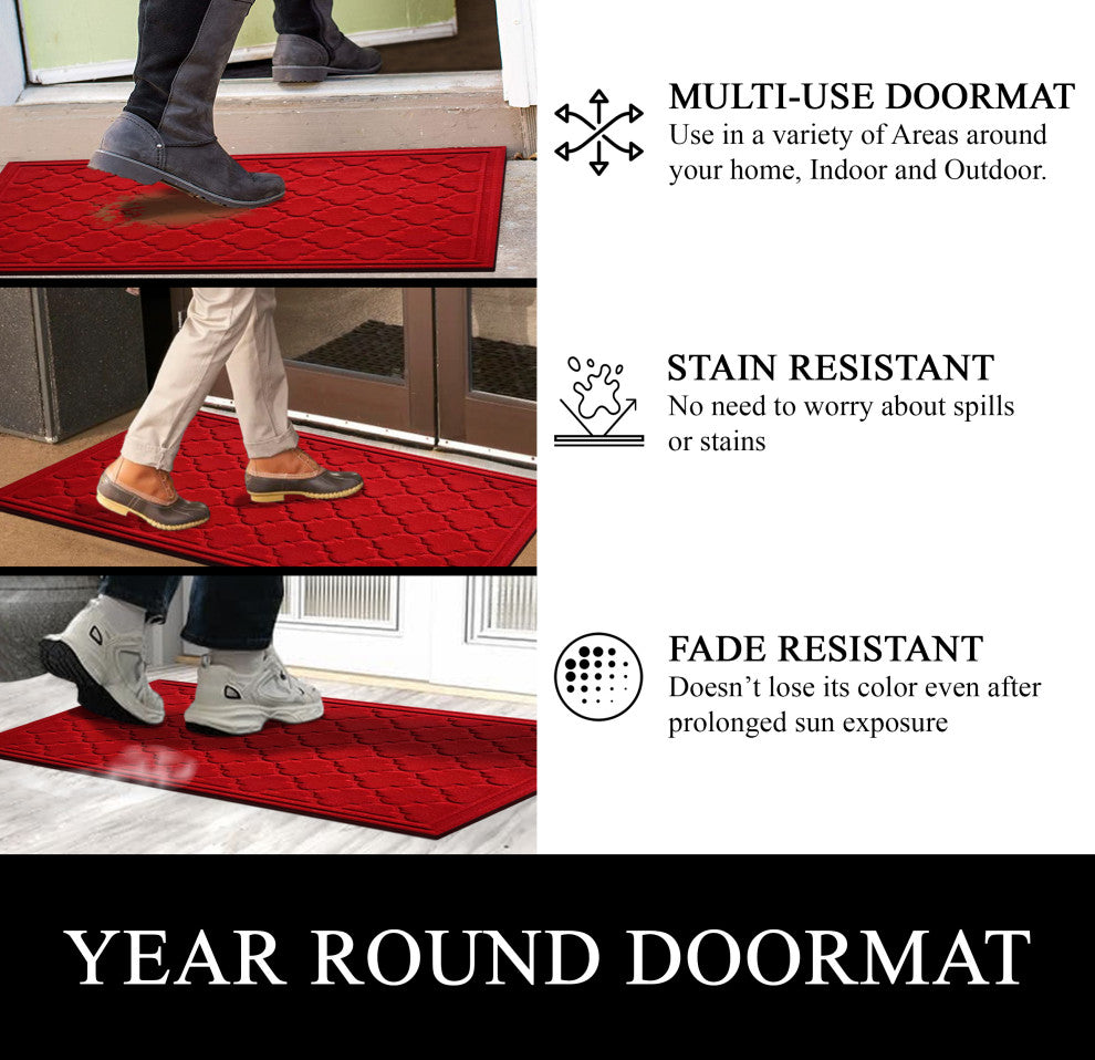 A1HC Superior Absorbant Polypropylene Doormat, Red Ogee, 24"x36"
