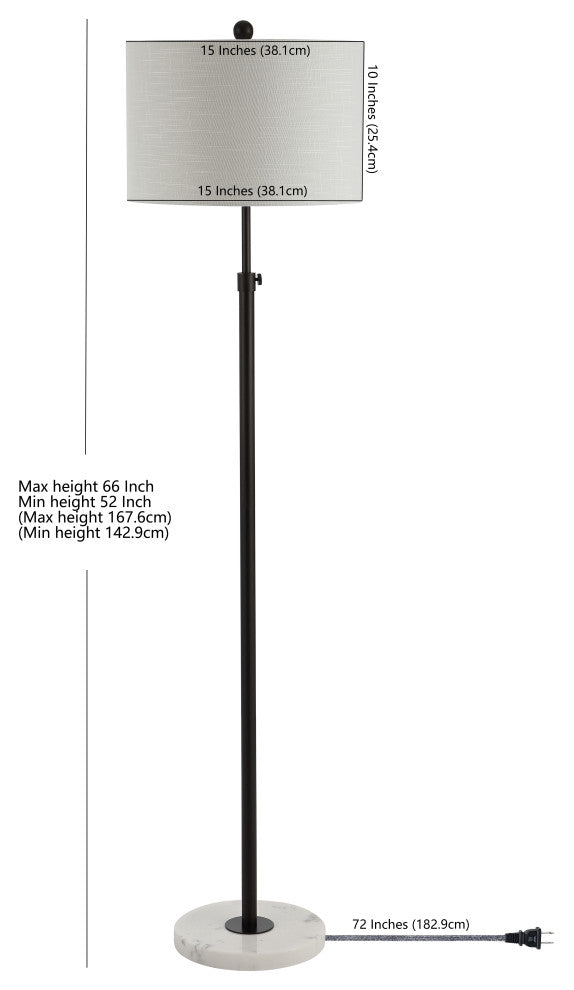 June Adjustable Metal/Marble LED Floor Lamp, Oil Rubbed Bronze