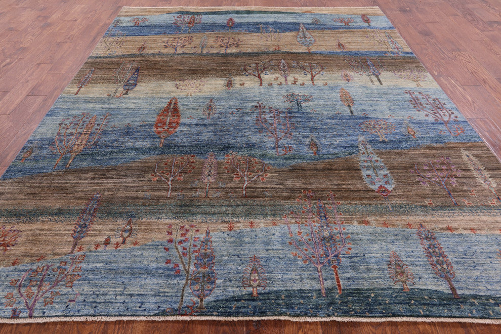 8' 0" X 9' 9" Tribal Persian Gabbeh Hand Knotted Rug Q5267