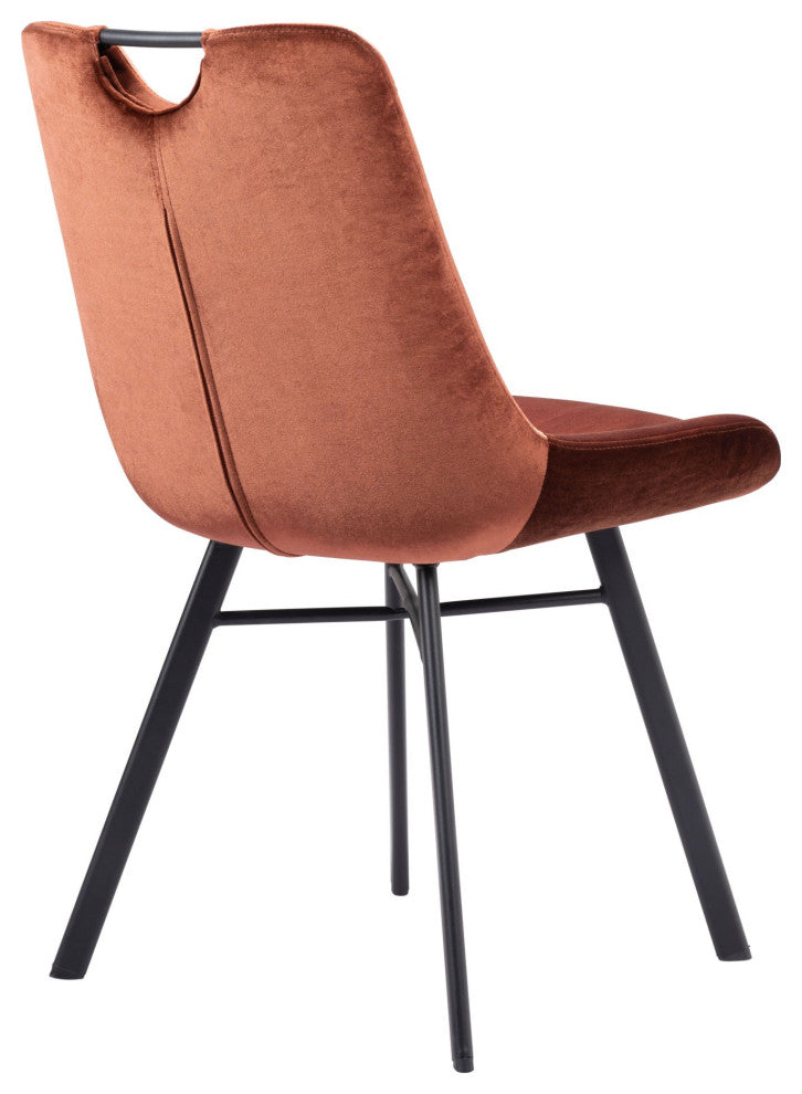 Dining Chair, Set of 2, Steel Metal, Fabric, Brown, Black, Kitchen Cafe Bistro