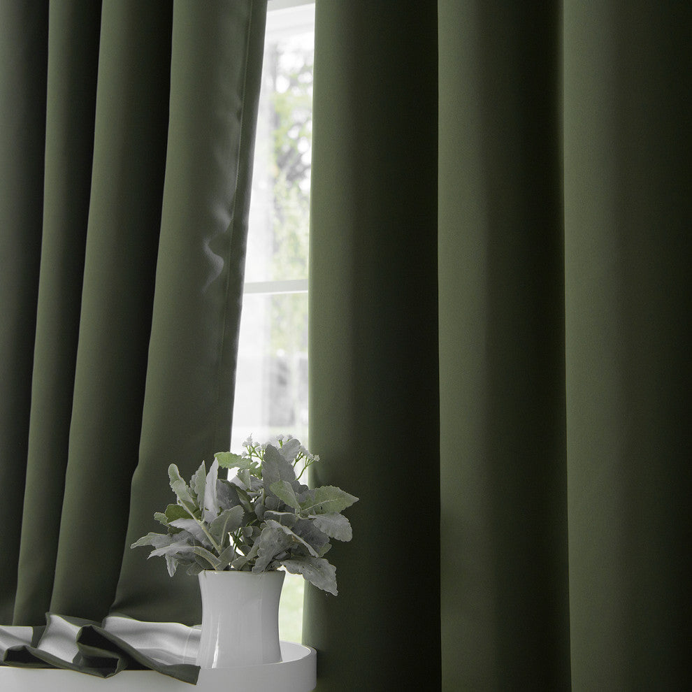 Flame Retardant Thermal Insulated Blackout Curtain, Moss, 52"x96"