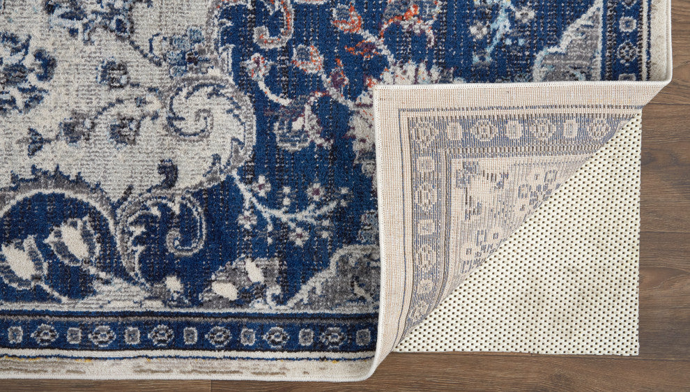 Weave & Wander Bellini Rug, Blue/Gray/Rust, 7ft-10in x 10ft-10in
