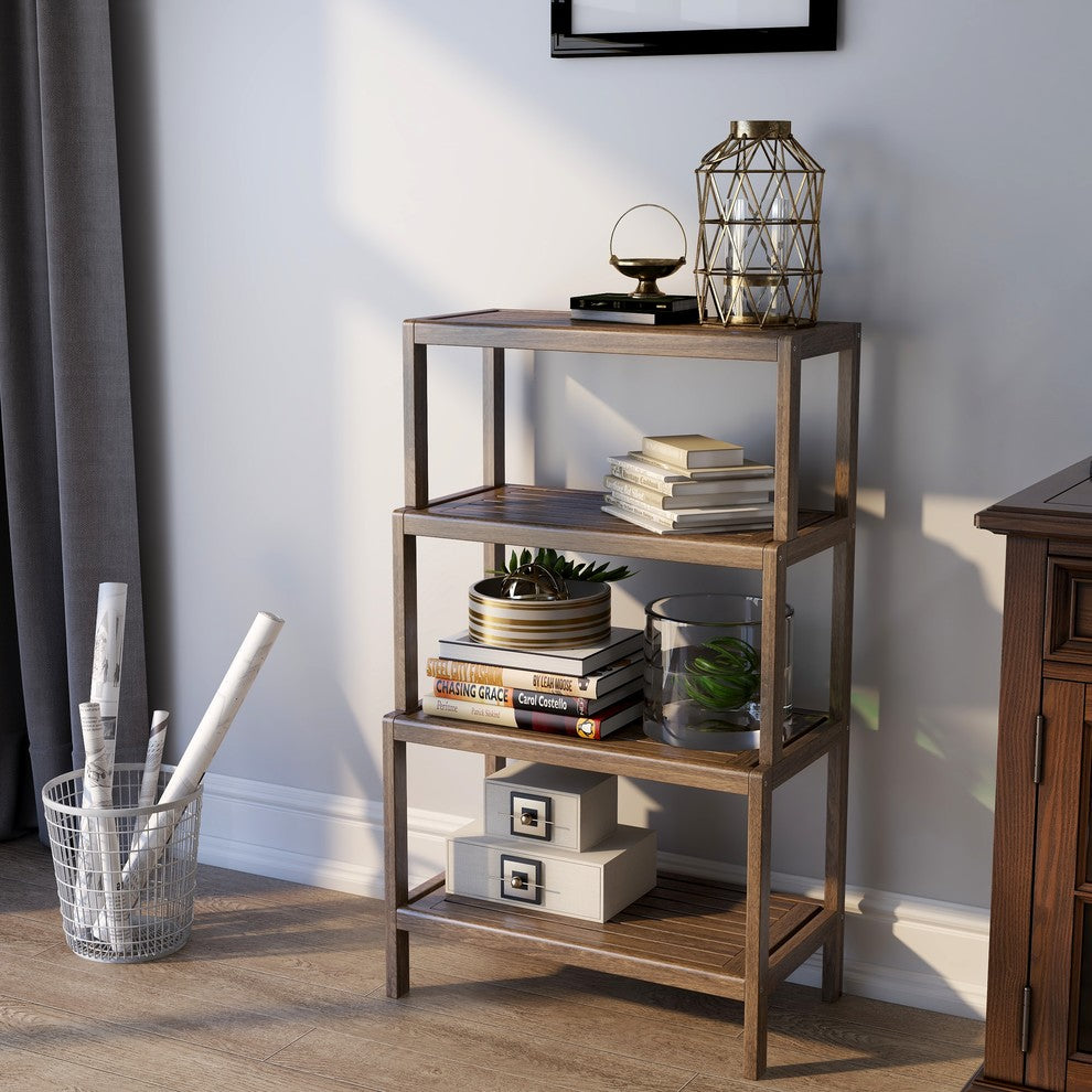 Dunnsville 4-Tier Stepback Shelf, Antique Chestnut