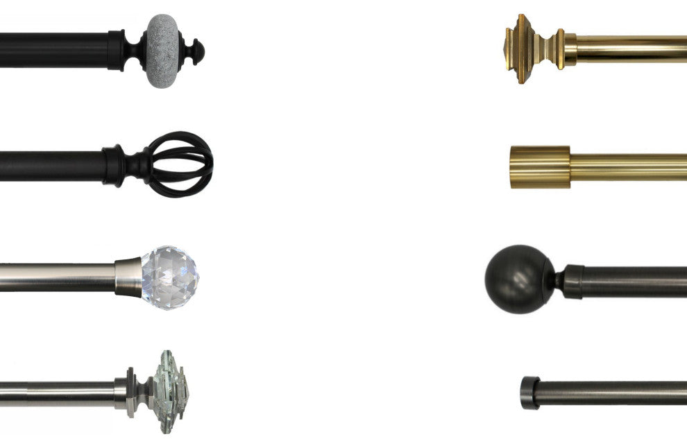 Linen Avenue Grey Stone Single Curtain Rod Set,66 to 120-Inch,Polished Nickel
