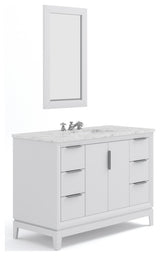 Elizabeth 48" Single Sink Carrara White Marble Vanity, Pure White