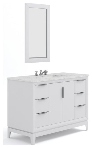Elizabeth 48" Single Sink Carrara White Marble Vanity, Pure White