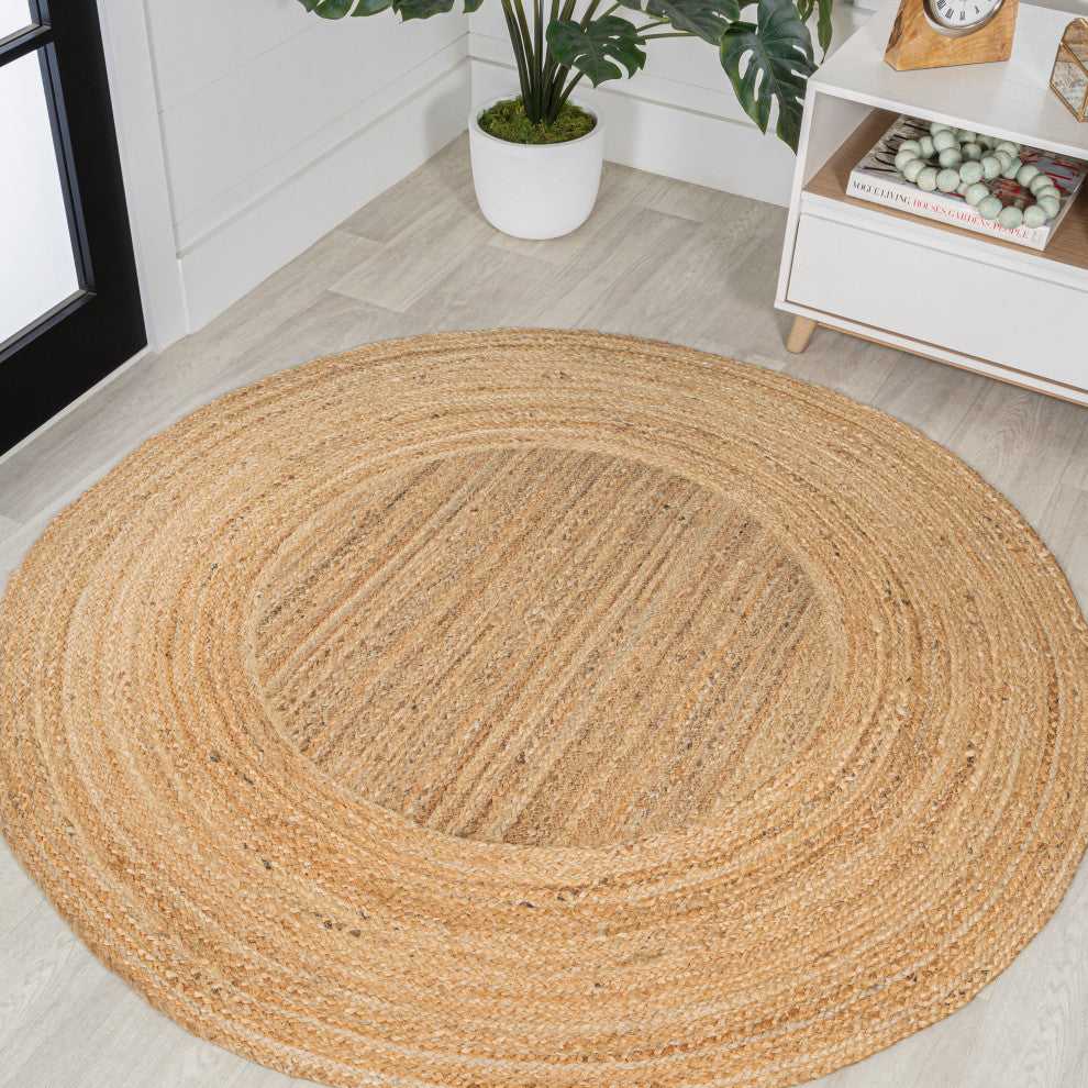 Harmony Boho Jute Circle Natural Round Area Rug, 5' Round