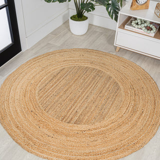 Harmony Boho Jute Circle Natural Round Area Rug, 5' Round