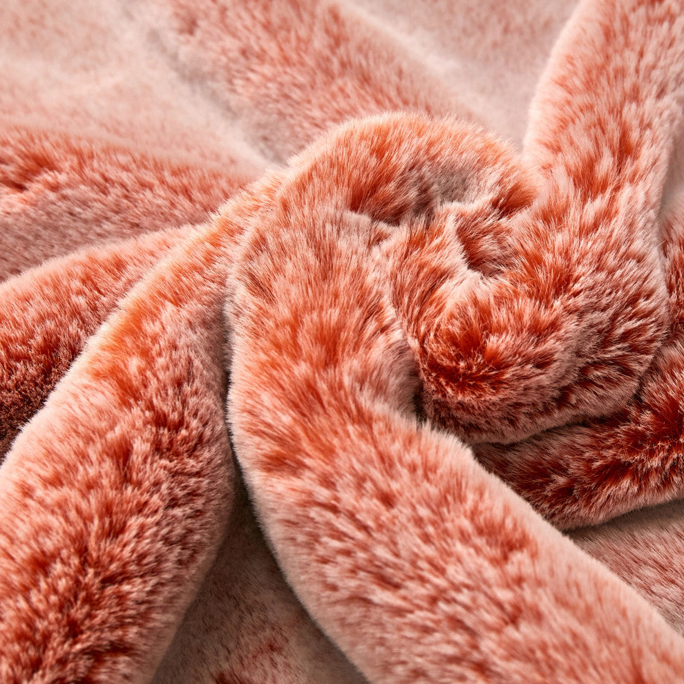 Faux Fur Pillow Shell Set, Burnt Orange, 2 Piece, 20"x20"