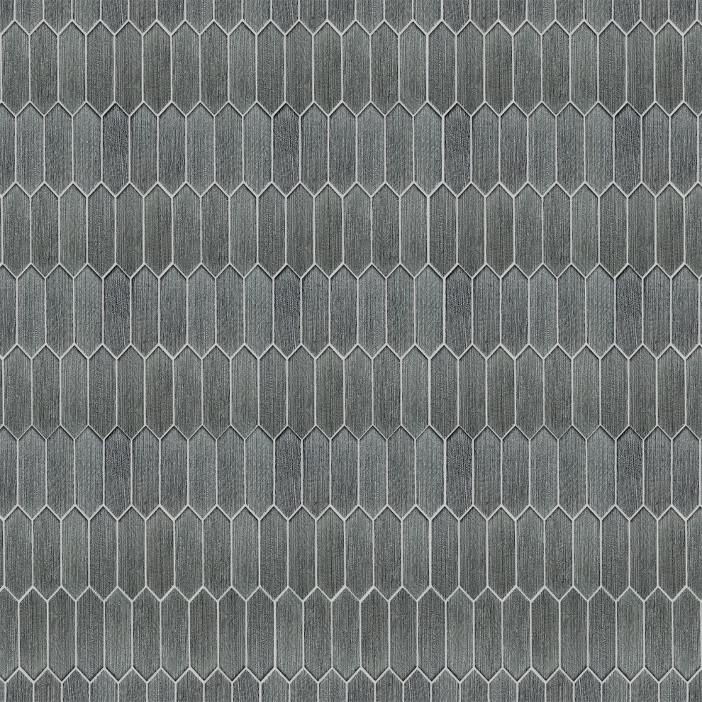 Windey 10.9"x11.3" Hexagon Laminated Glass Mosaic Wall Tile, Black, Box of 11