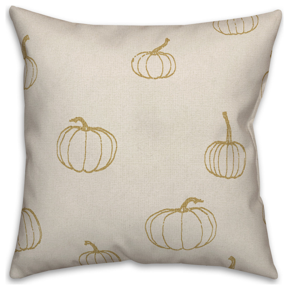 Mustard Yellow Mini Pumpkin Pattern 18x18 Spun Poly Pillow