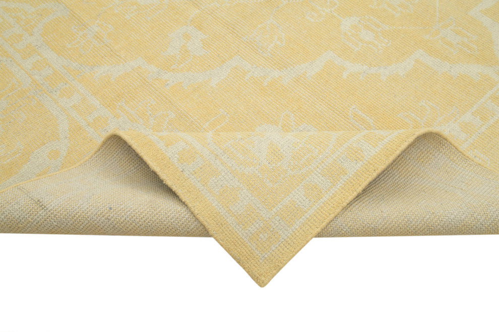 Rug N Carpet - Handmade Oriental 9' 1" x 12' 0" One-of-a-Kind Yellow Oushak Rug