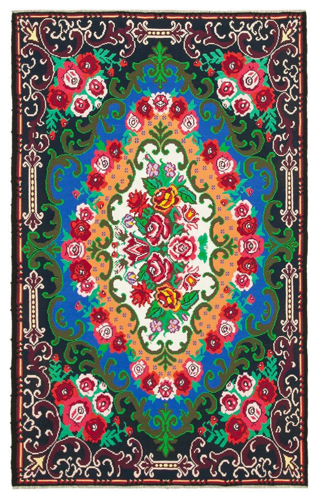 Rug N Carpet - Handmade Bessarabian 7' 1'' x 11' 0'' Vintage Floral Kilim Rug
