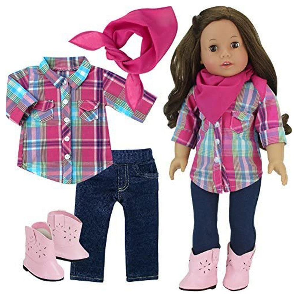 Blouse Jeggings Bandana & Boots for 18" Dolls
