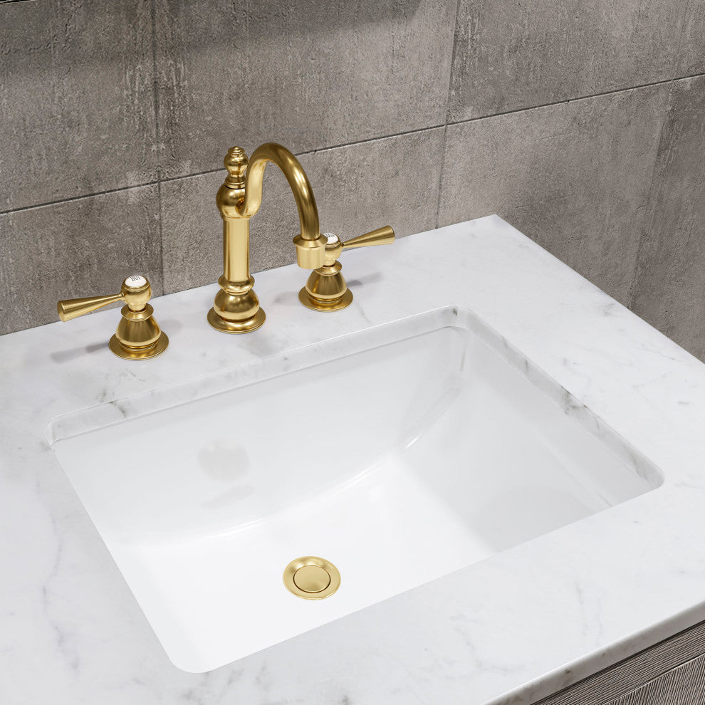 Hugo 30 Single Sink White Marble Countertop Vanity, Gray Oak With Hook Faucet