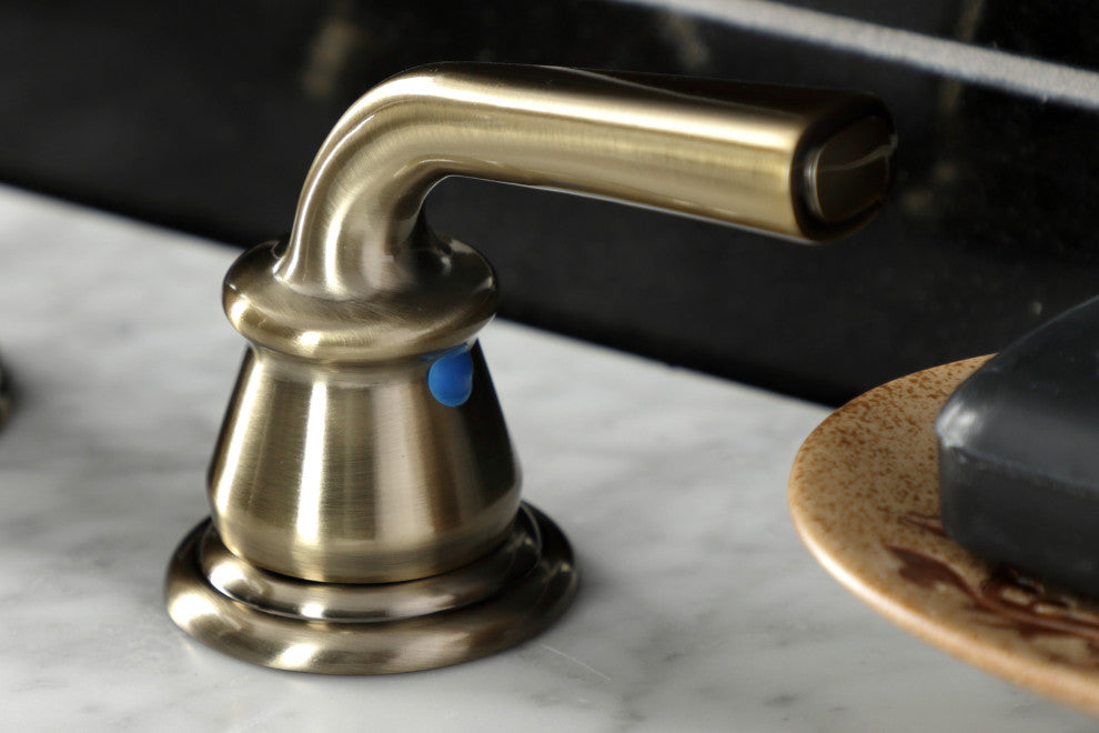 Kingston Brass KB983RXLAB Widespread Bathroom Faucet, Pop-Up Drain