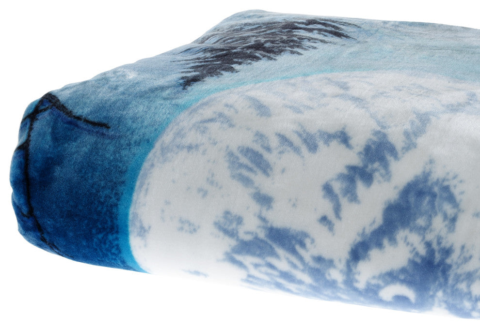 Heavy Fleece Blanket Howling Wolf Pattern, Plush 8lb Soft Blanket Lavish Home