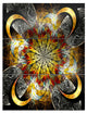 "Symmetrical Golden Flower" Digital Metal Wall Art, 3 Panels, 28"x36"