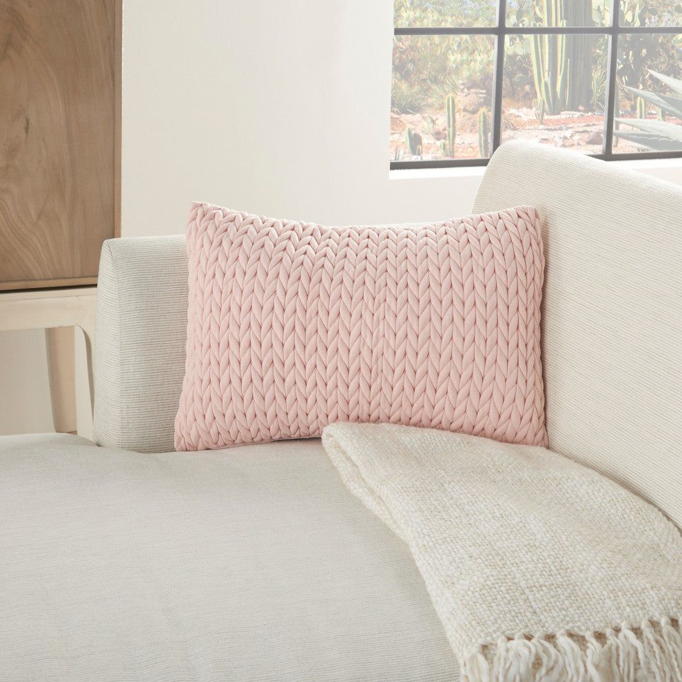 Mina Victory ET299 Throw Pillow, Blush, 14"X20"