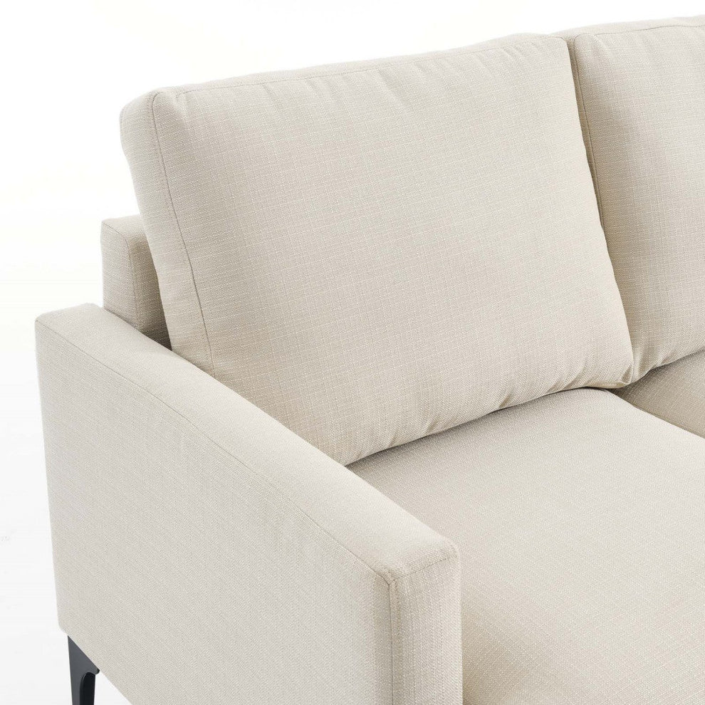 Sectional Sofa Couch, Beige, Fabric, Lounge Living