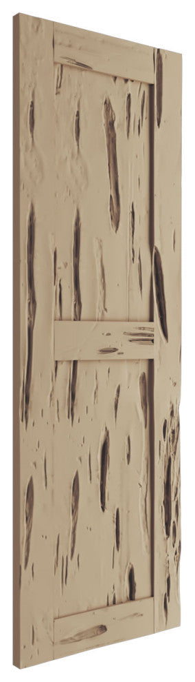 Rustic Two Equal Panel Flat Panel Pecky Cypress Faux Wood Shutters (Per Pair)