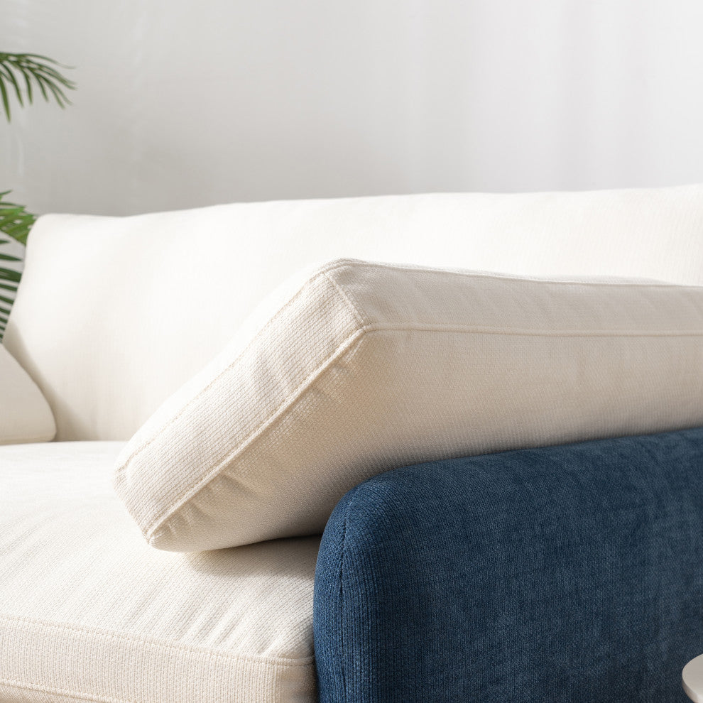 GDF Studio Oversized Chenille Upholstered Accent Armchair With Pillows, Blue