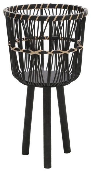 3-Piece Set Bamboo Planters, Black