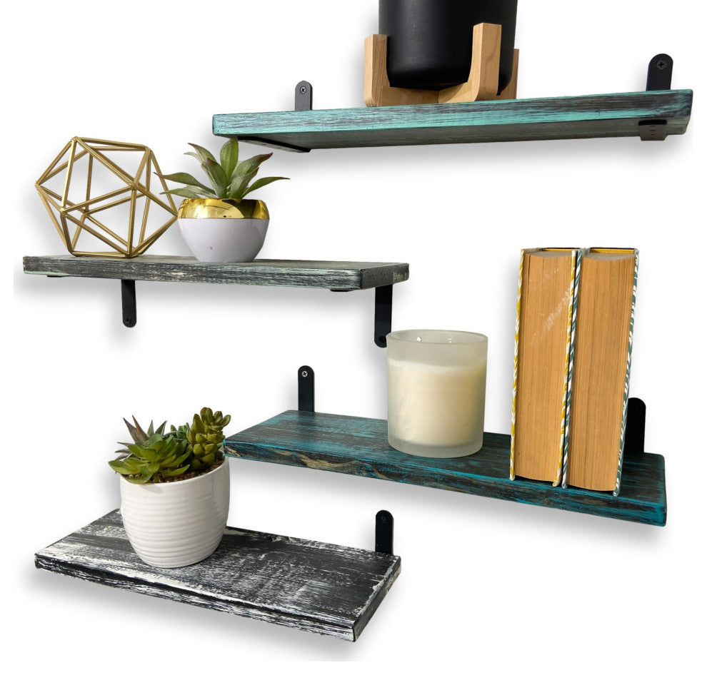 Barn Walls Floating Shelves - Set of 4, Industrial Mix