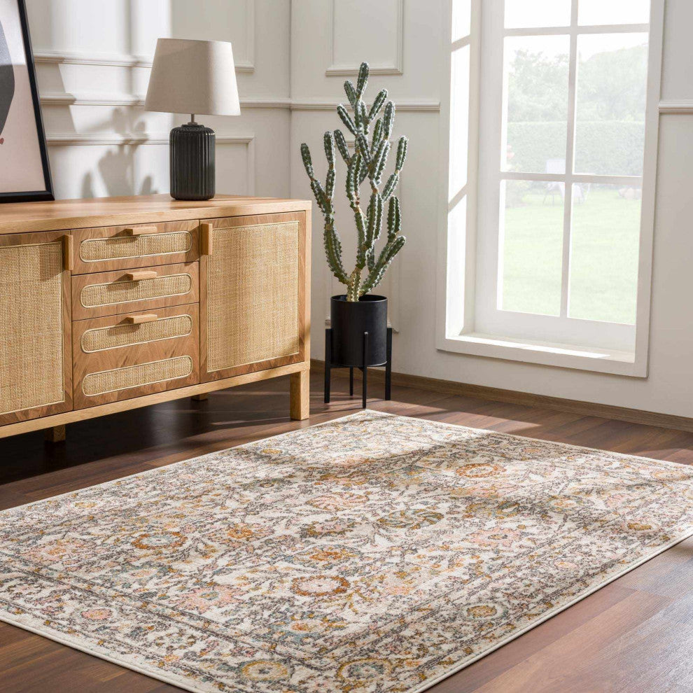 Hauteloom Herstmonceux Area Rug, Camel/Charcoal/Dusty Pink, 7'10"x10'2"