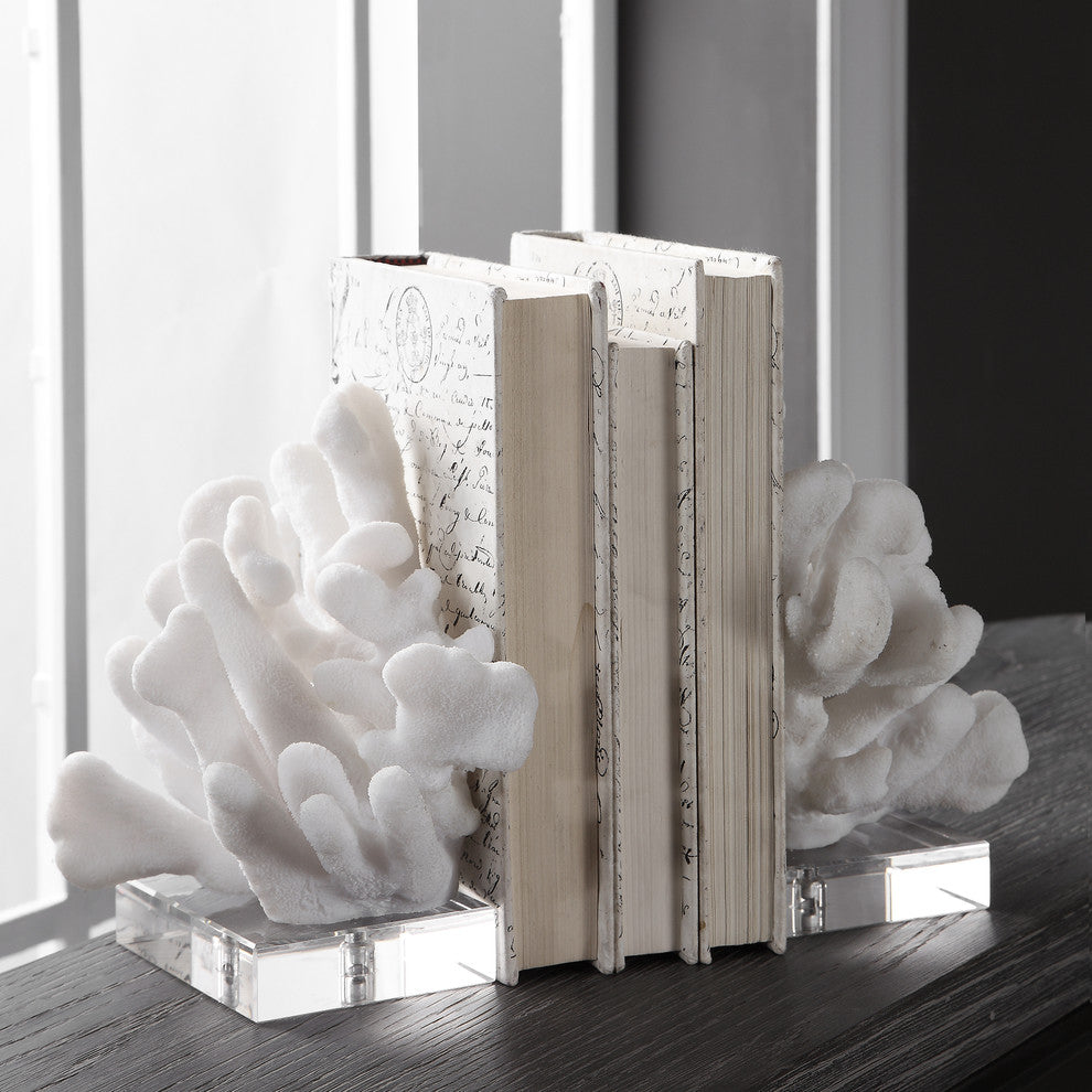 Charbel White Bookends, 2-Piece Set