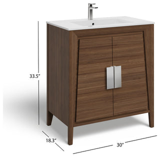 The Gellar Bathroom Vanity, Brown, 30", Single Sink, Freestanding