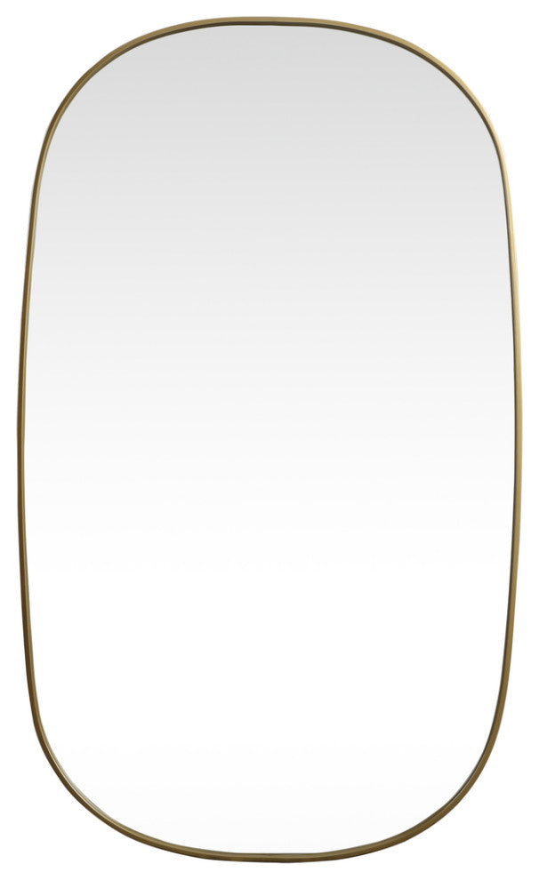 Home Living Metal Frame Oval Mirror 36x60 Inch, Brass