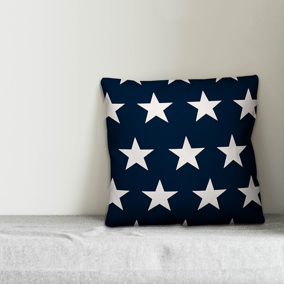 Blue and White Stars 18x18 Throw Pillow