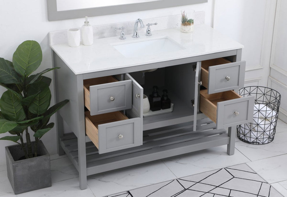 Tobias 48" Single Bathroom Vanity, Gray With Backsplash