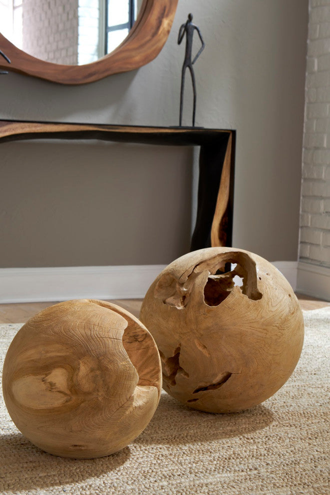 Teak Wood Ball, Medium, Bleached