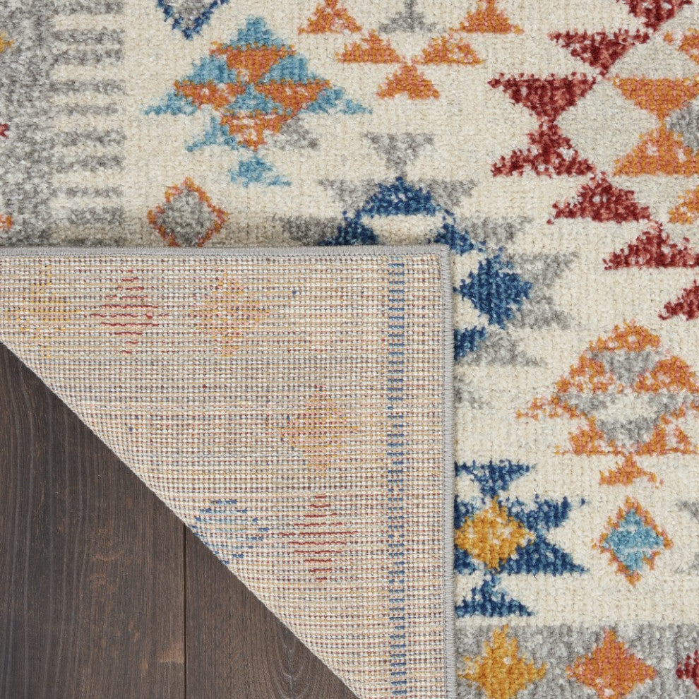 8" x 10" Ivory and Red Diamonds Area Rug