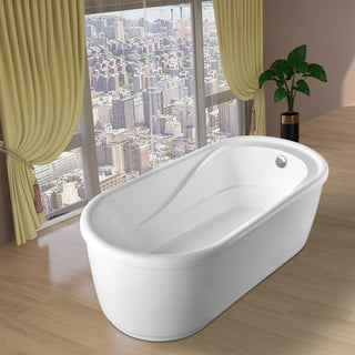 Vanity Art 59" Freestanding Acrylic Soaking Bathtub