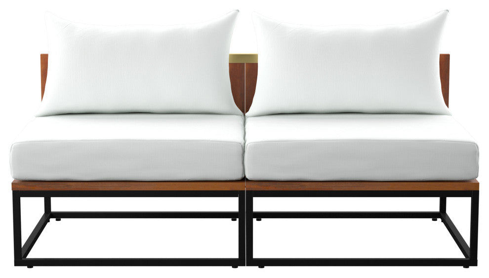 Amara Outdoor Coffee Table and Modular Loveseat Set 2-Piece