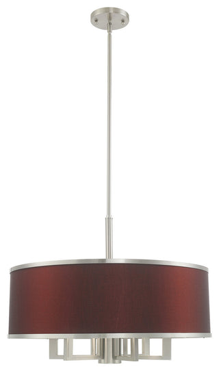 Livex Lighting Brushed Nickel 6 + 1 * Light Pendant Chandelier