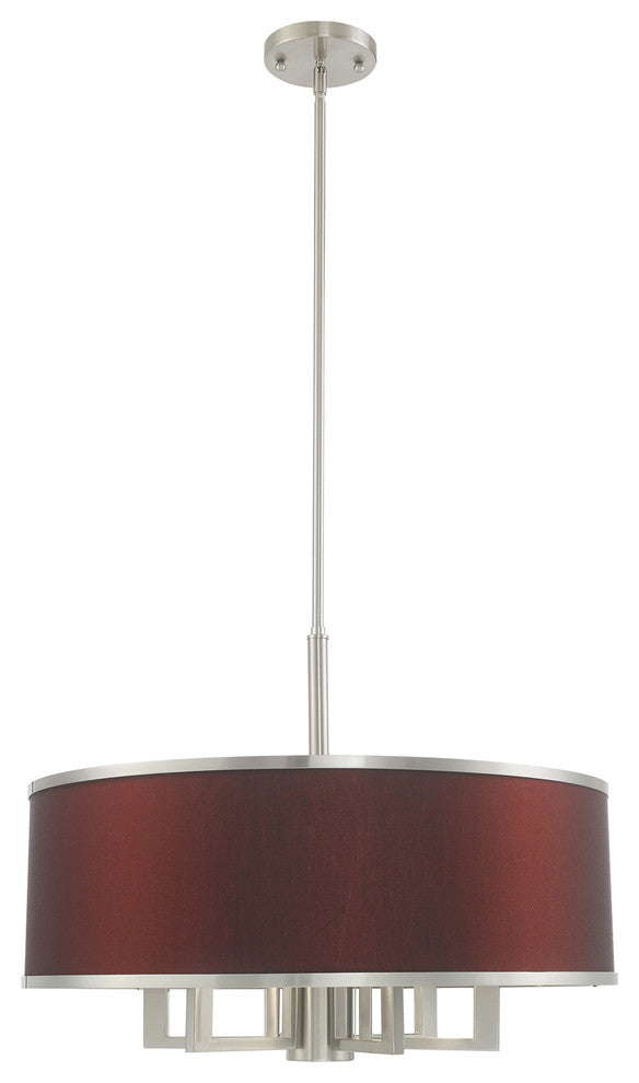 Livex Lighting Brushed Nickel 6 + 1 * Light Pendant Chandelier