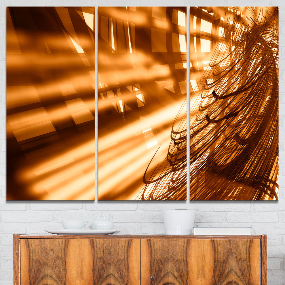 "Fractal 3-D Brown Bold Tangle" Art Canvas Print, 3 Panels, 36"x28"