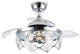 36 in Chrome Crystal Shade Ceiling Fan with Remote, Three Retractable Blades