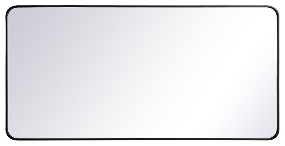 Ellis Soft Corner Metal Rectangular Mirror, Black, 30"x60"