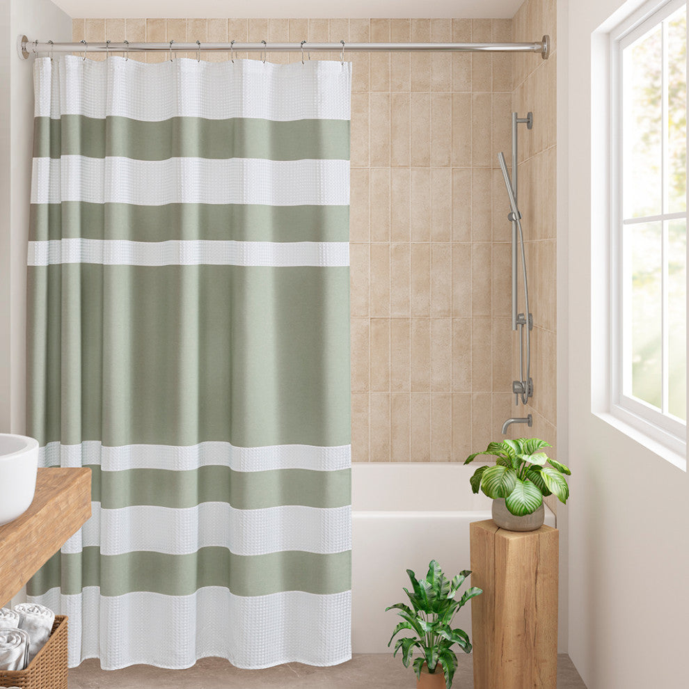 Madison Park Spa Waffle Shower Curtain With 3M Treatment