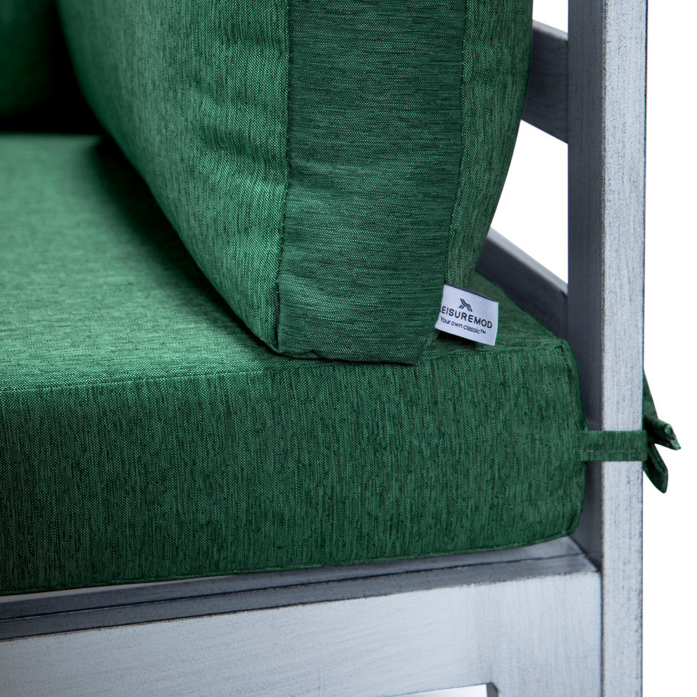 LeisureMod Chelsea 6-Piece Patio Sectional, Weathered Gray Aluminum, Green