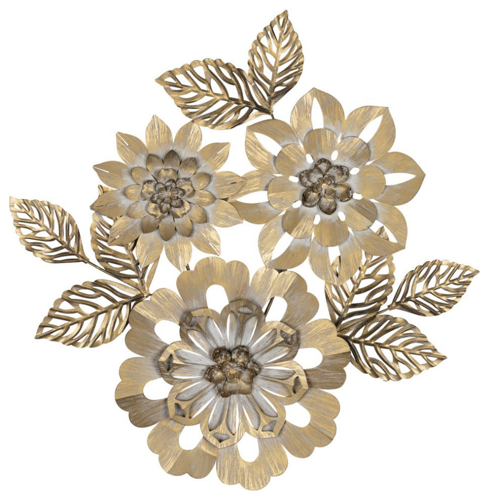 Golden Metallic Flower Wall Decor