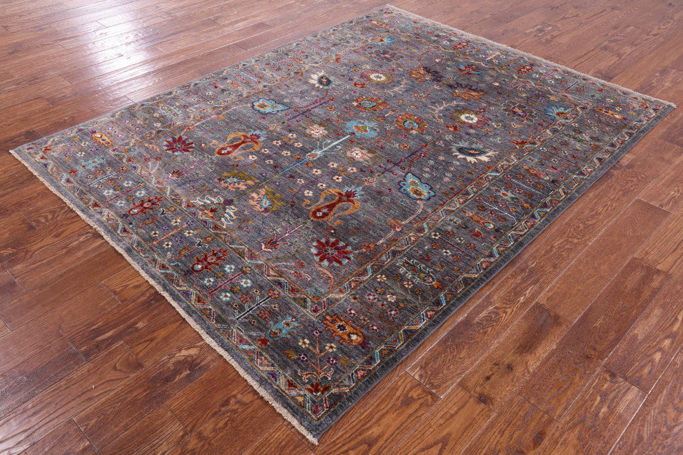 5' 10" X 7' 8" Hand-Knotted Persian Tabriz Wool Rug Q9628