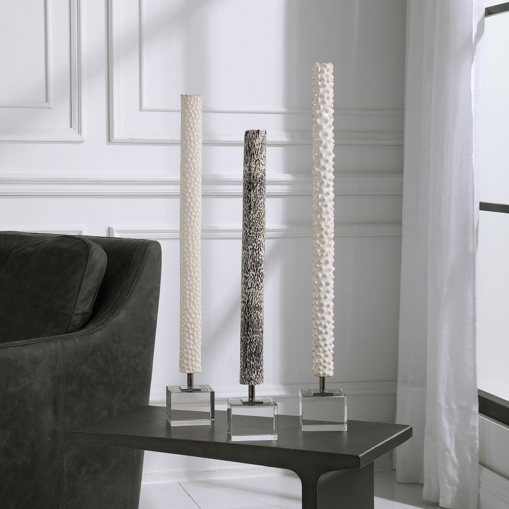 Uttermost 3-Piece Makira Cylindrical Sculpture Set